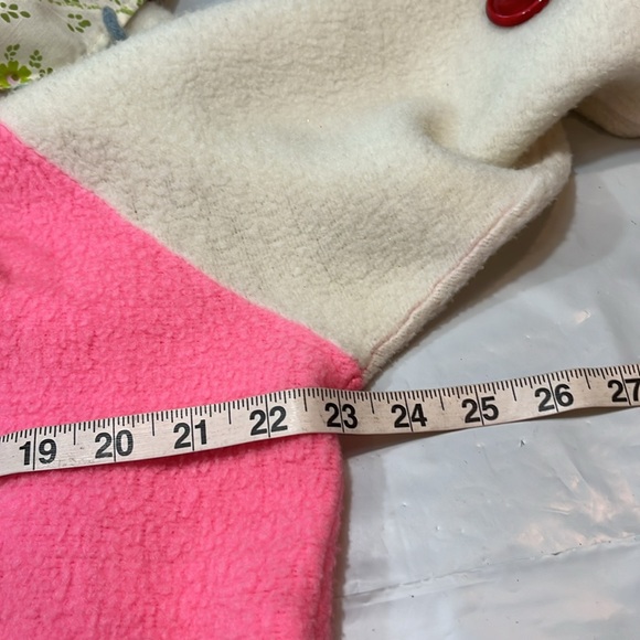 Vintage HAPPY CLOWN SUIT Costume PINK white PomPom button FLOWER COLLAR 46”chest - Picture 8 of 14